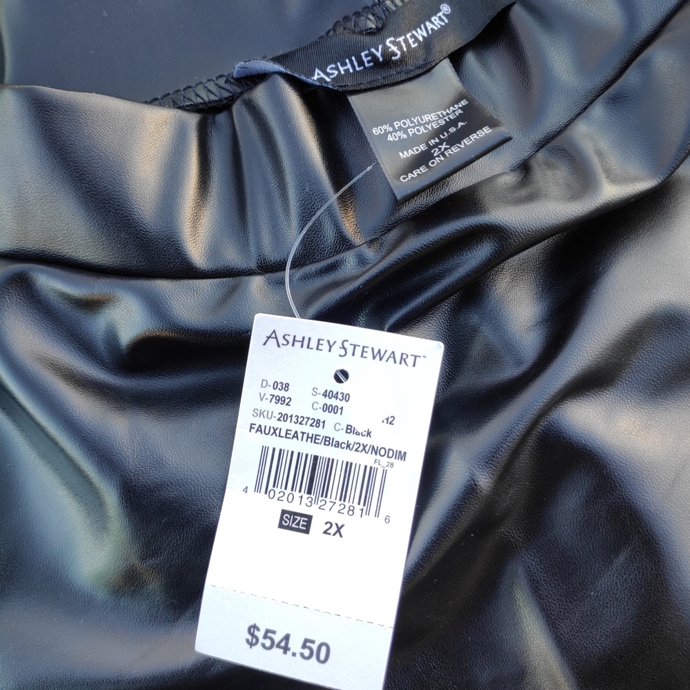 Ashley Stewart Black Faux Leather Maxi Skirt Size 2X - Picture 10 of 10